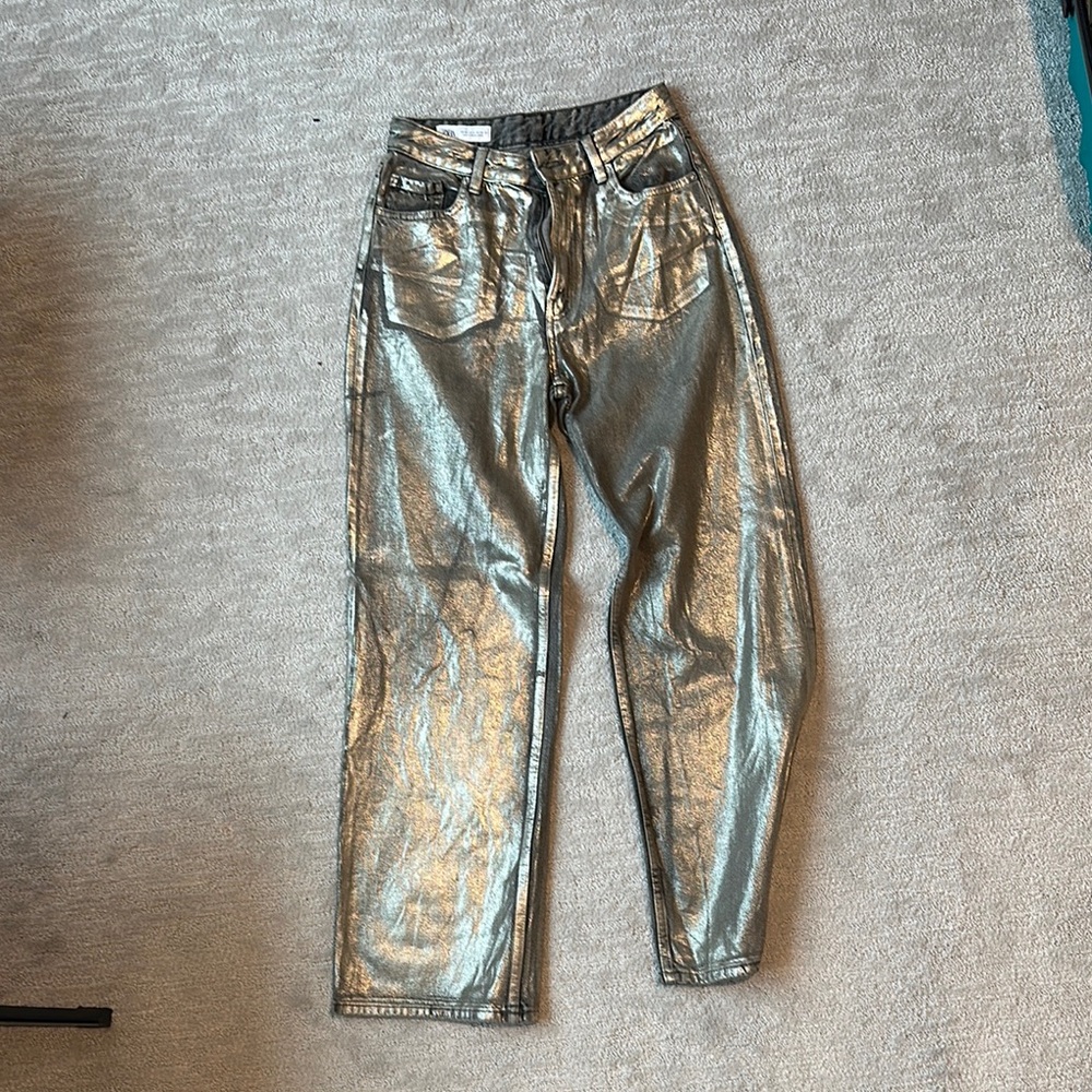 Silver Metallic Jeans